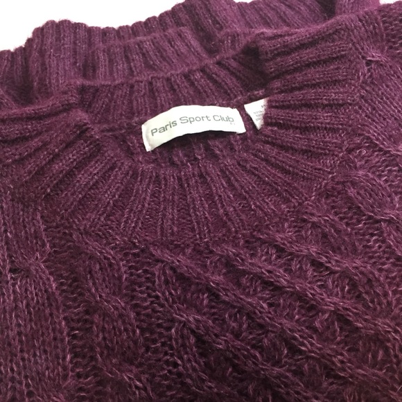 Vintage 90"s Paris Sport Club Mohair Cable knit Sweater Berry Cottagecor… - Picture 9 of 11